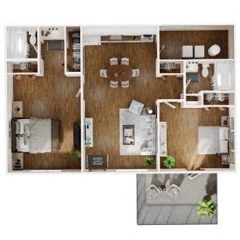 2 Bed 2 Bath Floor Plan at Elevate Woodstock Apartmnets, Georgia